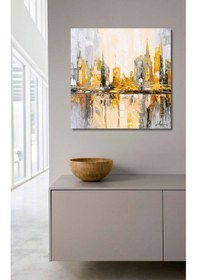 Resim Şehir Soyut El Yapımı Yağlı Boya Tablo 97x94cm 