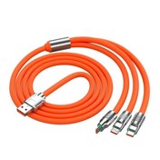 Resim 3 İn 1 Type-c + Micro Usb + Lightning Hızlı Şarj Kablosu Silikon Kablo 1 Metre Opp Ambalaj 