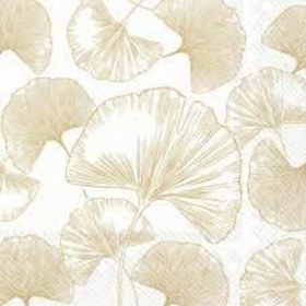 Resim Altın Ginko Desenli Yemek Peçetesi 