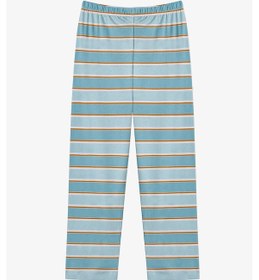 Resim Penti Mavi Erkek Çocuk Blue Stripe Uzun Kollu Düğmeli Pamuklu Gömlek Pijama Takımı 