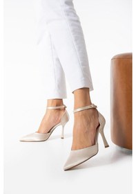 Resim Paris Shoes Kadın Bej Sivri Burunlu Stiletto Bej 