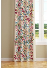 Resim Renkli Pastel Çiçek Süet Oturma Odası Salon Fon Perde Baskılı Ekstrafor Büzgü Tek Kanat Prd-1026 Çok Renkli 