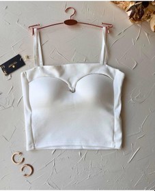 Resim Chole İthal Pamuklu Göğsü Cut-out Halka Kaplı Detaylı İnce Askılı Beyaz 