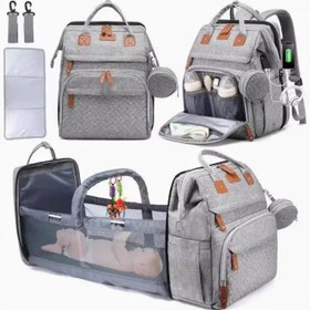 Resim Su Geçirmez Çok Fonksiyonlu Katlanabilir Anne Bebek Taşıma Çantası - Gri 