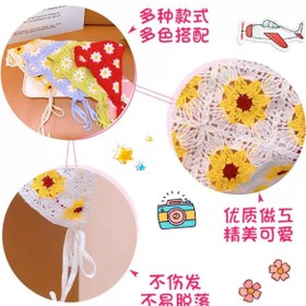 Resim synshop Örgü Üçgen Bandana Sarı Krem Saç Bandı Kadın Genç Kız Çocuk Yazlık Bohem Vintage Kore Tarzı Ayçiçek 