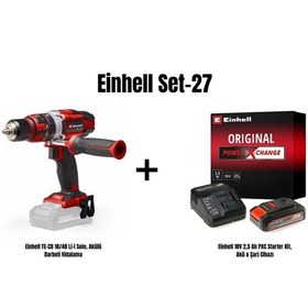 Resim Einhell Set-27 TE-CD 18/48 Li-i Solo Akülü Darbeli Vidalama + Einhell 18v 2.5AH Pxc Starter Kit Akü & Şarj Cihazı 