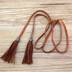 Resim Kadınlar için Boho Örgülü İp Bel Kemeri Püsküllü - Elbiseler & Kot Pantolonlar İçin İnce Kemer, Günlük Şık Aksesuar 