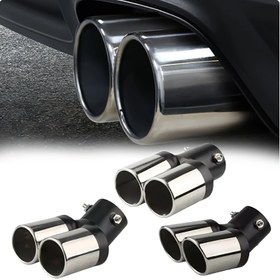 Resim Otomotiv Evrensel Çift Hava Çıkış Egzoz Kafası Krom Paslanmaz Çelik Otomotiv Egzoz Boruları Kafası Arka Egzoz Borusu Otomotiv Aksesuarları 