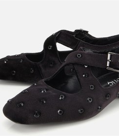 Resim Hotiç Kadın Siyah Kadife Taşlı Çapraz Bantlı Babet 01ayh314680a100 01ayh314680a100 Siyah 