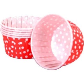 Resim Cupcake Kalıbı Küçük Boy 44x35 Mm 100 Adet Puantiyeli Kırmızı 
