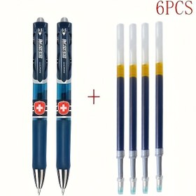 Resim 6-Pack LCOMM Tükenmez Kalem, 0.5mm Ekstra İnce Uç, Hızlı Kuruyan Mürekkep, Büyük Kapasite, Mavi Doldurulabilir, Pürüzsüz Yazı Ofis Malzemeleri Temel Gereksinimleri 