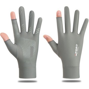 Geeksen Gri Buz İpeği Güneş Koruma Eldivenleri - 1 Çift M Boy