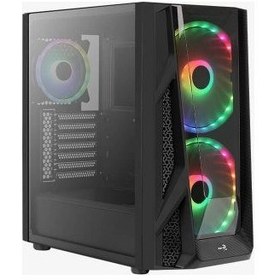 Resim Aerocool Nighthawk Duo ARGB 2 X 20 CM 1 X 12 CM Mid Tower Bilgisayar Kasası Siyah 
