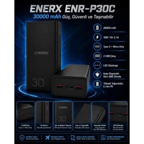 Resim ENERX ENR-P30C 30.000 Mah 2.1A LED Göstergeli Powerbank 