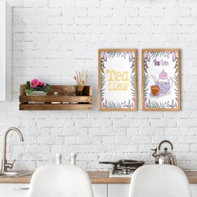 Resim BK Gift Dekoratif Doğal Ahşap Raf ve 2’li Mutfak Konseptli Ahşap Tablo-10 