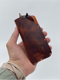 Resim MAT Deri Rayban Gözlük Kabı Efektli Hakiki Deri El Yapımı Slim Okuma Gözlük Kılıfı 