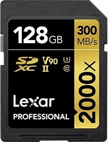 Resim Lexar Professional 2000x SD Kart 128 GB, SDXC UHS-II Hafıza Kartı, 300 MB/sn'ye Kadar Okuma, 260 MB/sn Yazma, Sınıf 10, U3, V90 SDXC Kart DSLR için, Full-HD Sinema Kalitesinde 8K Video Kameralar 