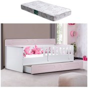 Resim Yavrulu Karyola, Flora Yavrulu Montessori Karyola - Pembe + 1 Adet Comfort Yatak 