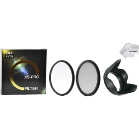 Resim Tianya 52mm Lensler için XS-PRO Slim Uv + Slim Polarize Filtre + Yaprak Parasoley 