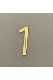 Resim zafrakreklam Kapı Daire Numarası 1 mm Gold Ayna Pleksi Yapışkanlı No - 1 Bir 