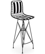 Resim Knsz kafes tel bar sandalyesi 1 li zengin syhtuan sırt minderli 75 cm oturma yüksekliği ofis cafe bahçe mutfak 