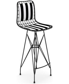 Resim Knsz kafes tel bar sandalyesi 1 li zengin syhtuan sırt minderli 75 cm oturma yüksekliği ofis cafe bahçe mutfak 