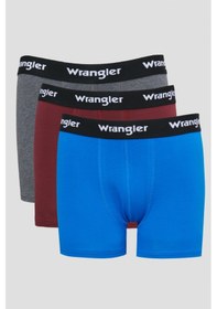 Resim Wrangler Jackhammer Regular Fit Mavi Bordo Gri Melanj Logolu 3'lü Boxer Paketi W222588900 Çok Renkli 