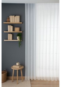Resim Soft Dokulu Şık Pileli Tül Perde Salon Oturma Odası Yatak Odası Çocuk Odası Beyaz 