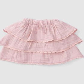 Resim Organik Pamuk Müslin Brodeli Bebek Etek Bloomerlı Pembe - Pembe / 1-2 Yaş 