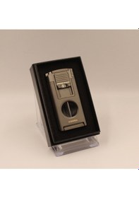 Resim Çift Torch Pürmüz Dahili Kesici Delicili Gunmetal Metal Puro Çakmağı 