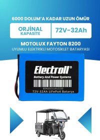 Resim Motolux Fayton 8200 Batarya (Standart Kapasite) LiFePO4 72V 32Ah Elektrikli Motosiklet Bataryası 