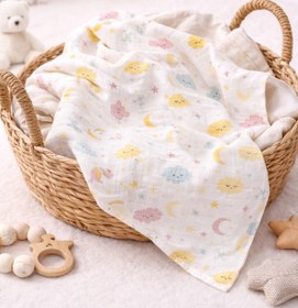 Resim KRN MODA Çok Amaçlı Müslin Örtü, Müslin Bebek Battaniyesi, %100 Pamuk Müslin Bez,80*90 Cm 