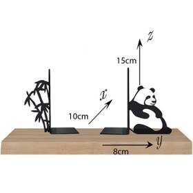 Resim Figured Decorative Metal Book Holder, Book Support, Book Organizer, Gift Black cat, Bike, Elephant Ballerina, Giraffe, Reading - Panda 