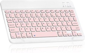Resim BL30 Bluetooth 10" iOS Windows Android Uyumlu Kablosuz Klavye Türkçe Şarjlı Multimedia Ultra İnce Pembe 