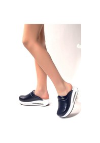 Resim Düz Renk Air Max Ortopedik Kadın Sabo Terlik Lacivert 