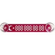 Resim Kırmızı-beyaz Ay Yıldız Cama Vantuzlu Oto Araç İçi Telefon Numaratör,telefon No Gösterici ,ydnmr022 