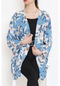Resim Desenli Kimono Açıkmavi - 1658.1095. Çok Renkli 