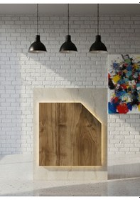 Resim Resital Ledli Karşılama Bankosu G-90 Cm Ofis Kasa Resepsiyon Masası Banko-002-8-2 