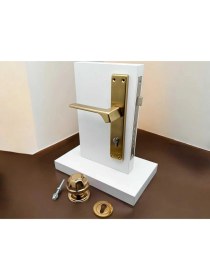 Resim Koldoor Zey Mat Altın Çelik Kapı Kolu Sol Basar + Kapı Tokmağı Kilit Hariçtir 