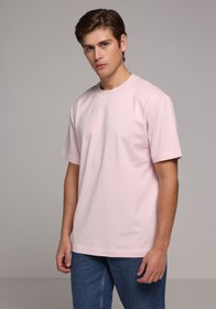 Resim Comfort Fit Yuvarlak Yaka Düz Erkek Pembe Kısa Kol Tişört Colin's