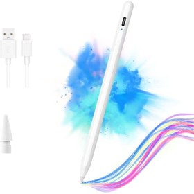 Resim m.tk moveteck Apple Ipad 9.nesil 2022 10.2 Uyumlu Eğilmeye Duyarlı Ve Avuç Içi Reddetmeli Stylus Dokunmatik Kalem 