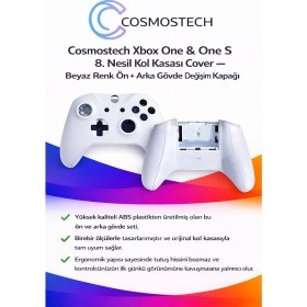 Resim Cosmostech Xbox One & One S 8. Nesil Kol Kasası Cover – Beyaz Renk Ön + Arka Gövde Değişim Kapağı 