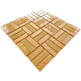 Resim MozaiKristaL Mutfak tezgah arası ve iç dekorasyon için 23x73 mm Krem Bej Kristal Mozaik ( 1 Kutu=1 m2 Fiyatıdır) 