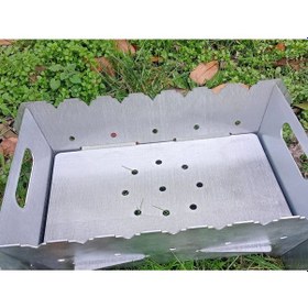 Resim Lazer Tamamı Paslanmaz Çelik Mangal Portatif Pratik Katlanabilir 41x25 Cm Çok Renkli 