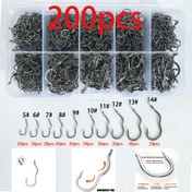 Resim HADSU 200 Adet Yüksek Karbon Çelik Balıkçılık İğneleri Halka ile 5-14 Otomatik Çevirme Keskin Çengelli Balık İğnesi Sazan Balıkçılığı Aksesuarları Açık Hava 