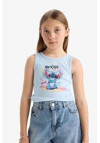 Resim Defacto Disney Lilo & Stitch Bisiklet Yaka Atlet Kız Çocuk E6553A825HS Mavi 