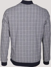 Resim Erkek Taş Bomber Ceket Keten Karışım Slim Fit Ekose Kare Desenli Ribana Ince Astar Ceket Ncs Jeans 4984-Taş 