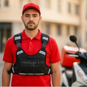 Resim çanta burda Motosiklet Reflektörlü Yelek Ve Motosiklet Göğüs Çantası 