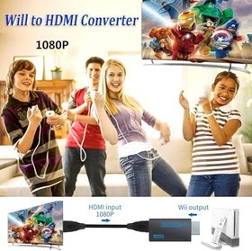 Resim Wii to HDMI dönüştürücü, Wii HDMI adaptörü 1080P, çıkış video ses HDMI dönüştürücü, 3,5 mm ses jakı ve HDMI çıkış destekler, tüm Wii ekran modları 720P NTSC, Wii, Wii U, HDTV ile uyumlu 