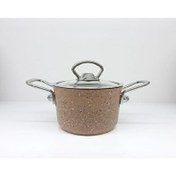 Resim OMS 3111 2 Parça Bio Granit Mini Tencere 16x8.5 CM Sütlü Kahverengi 